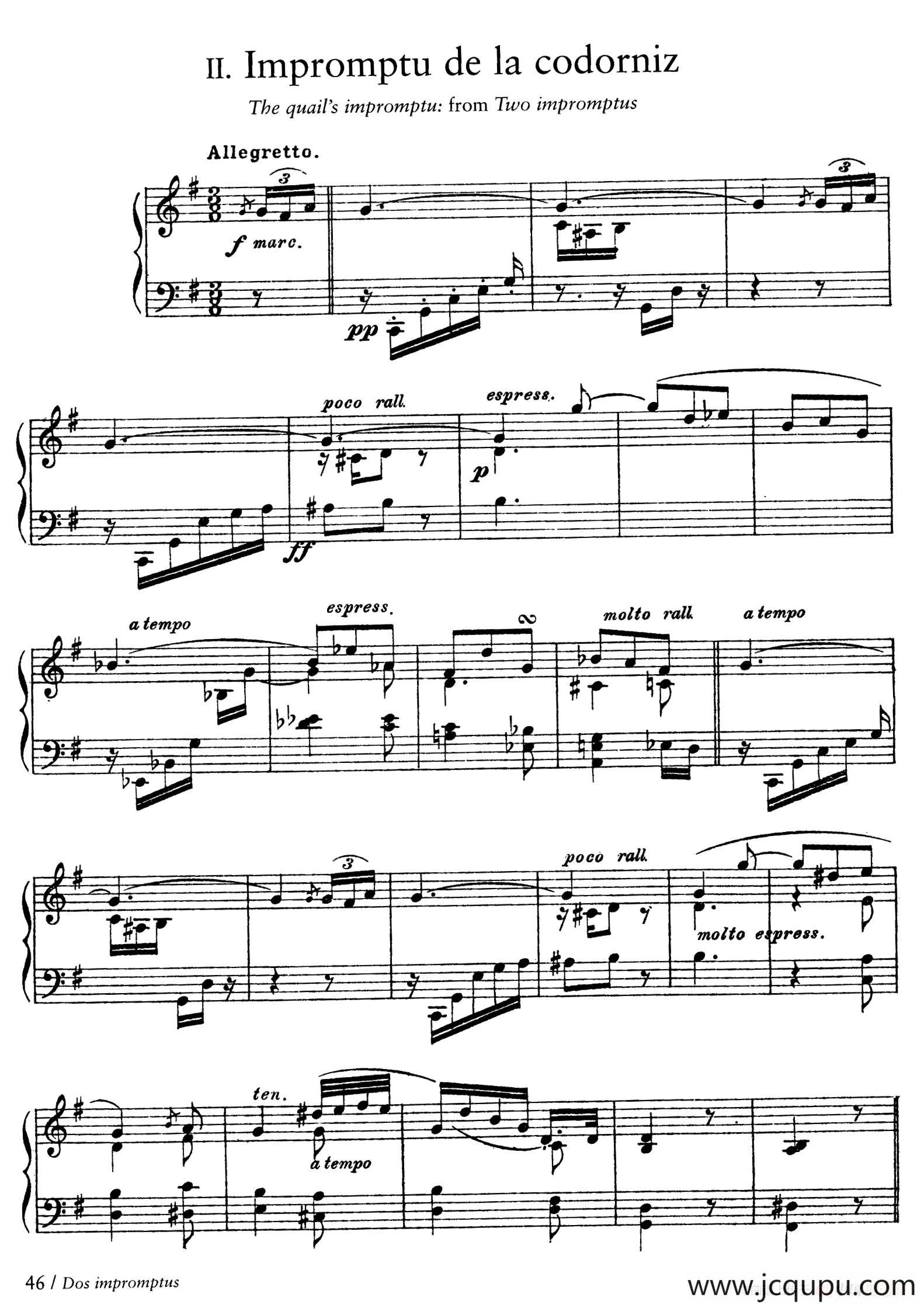 Impromptu De La Codorniz（少女即兴曲）简谱