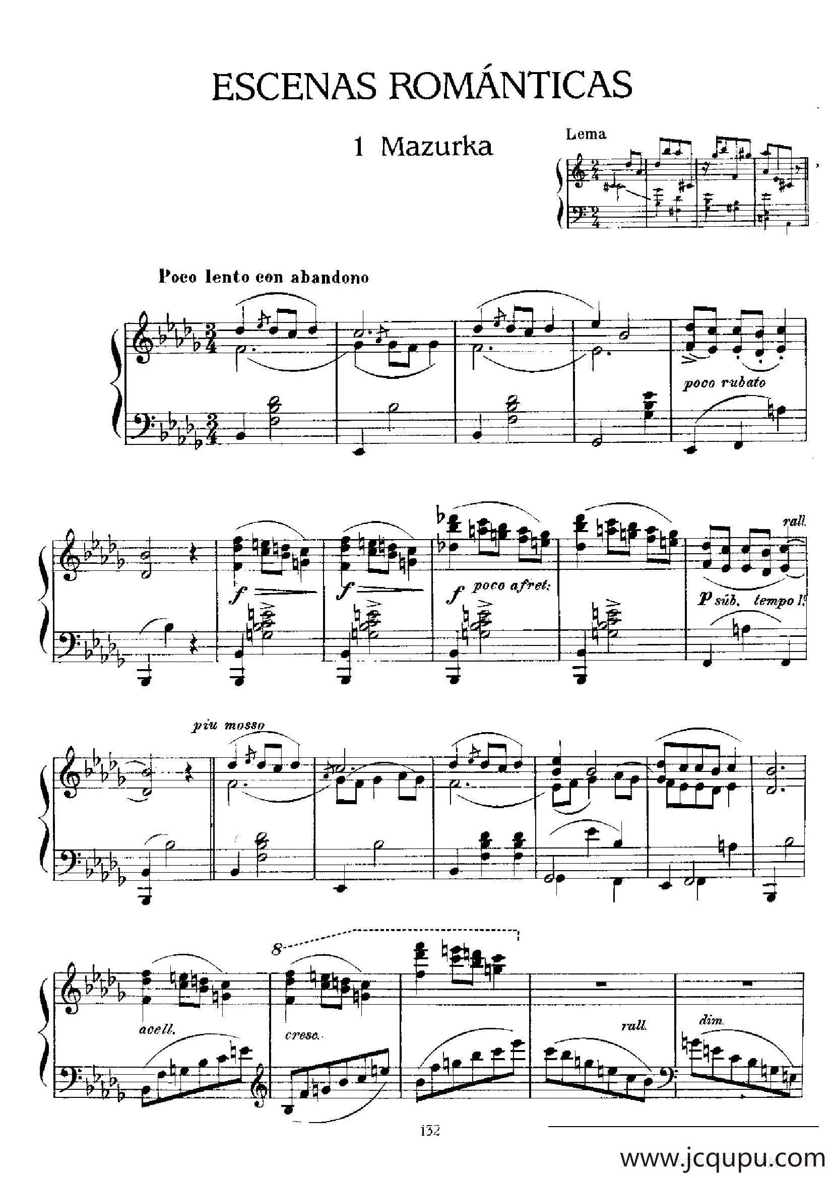 Escenas Románticas（浪漫的场景·1）简谱