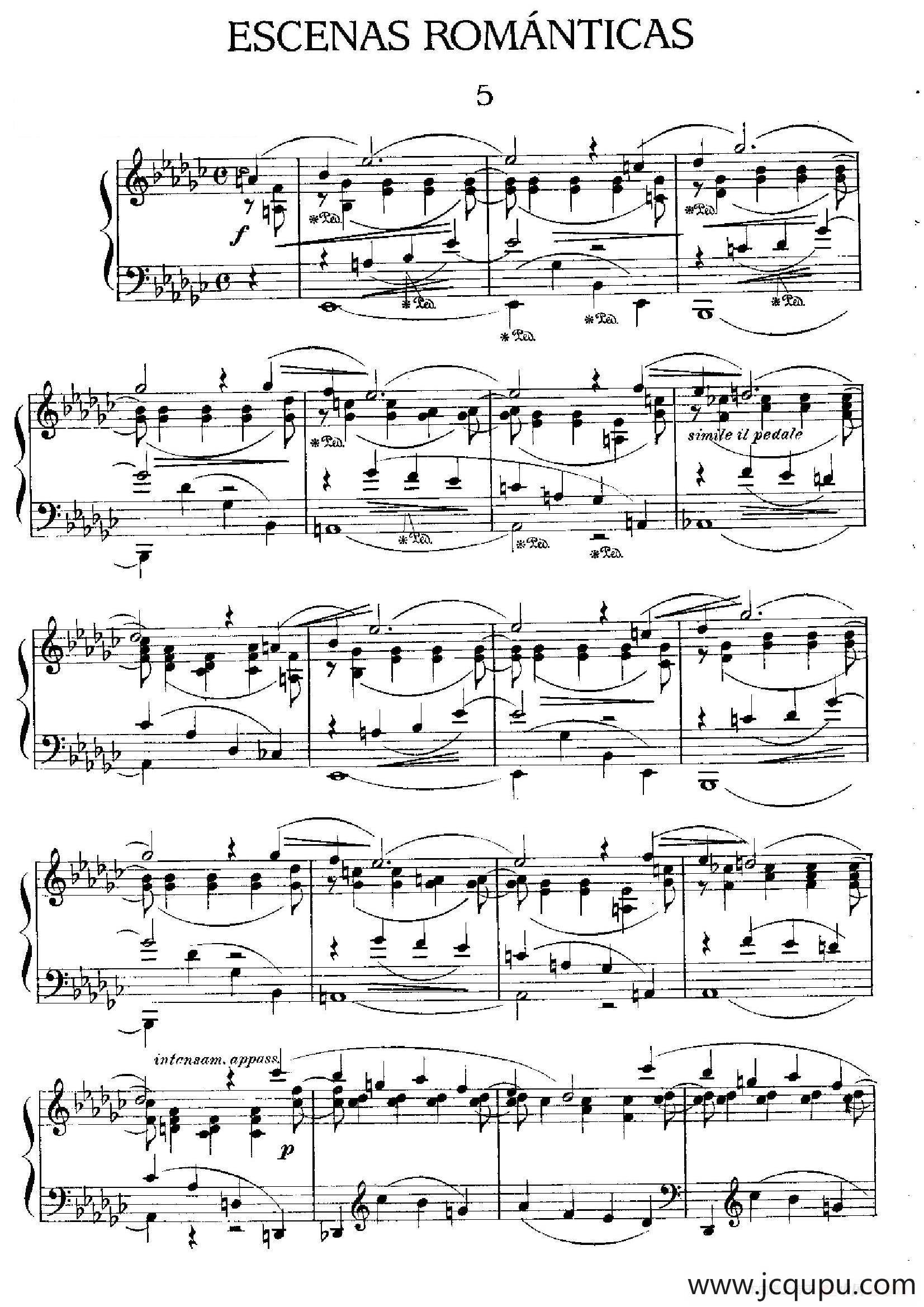 Escenas Románticas（浪漫的场景·5）简谱