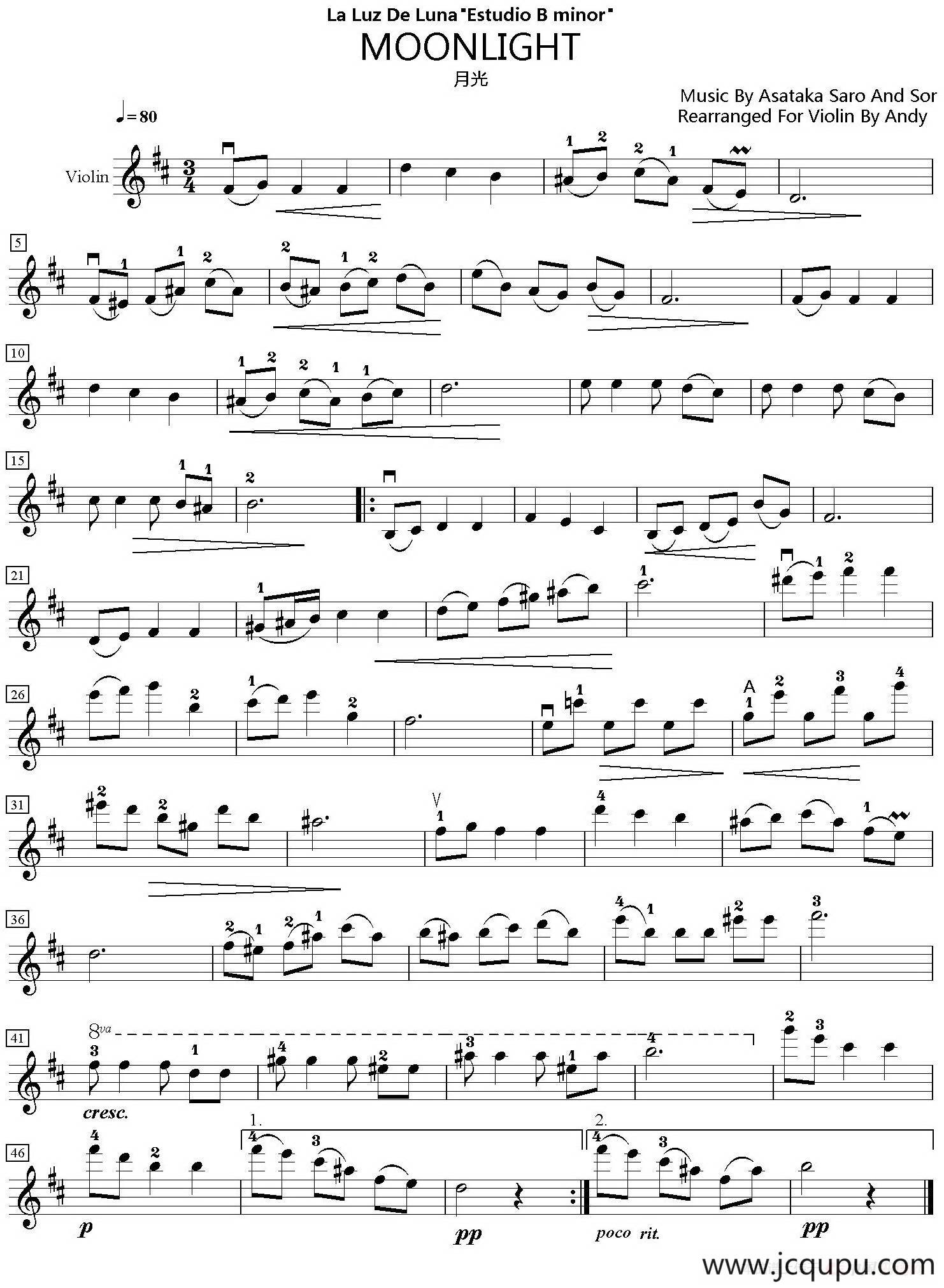 MOONLIGHT 月光简谱