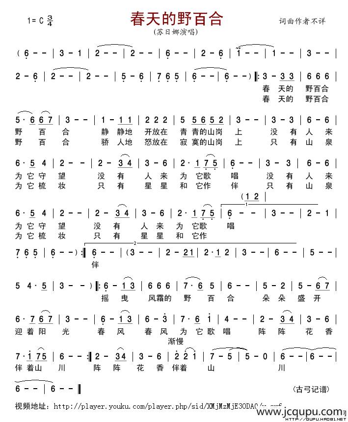 春天的野百合简谱