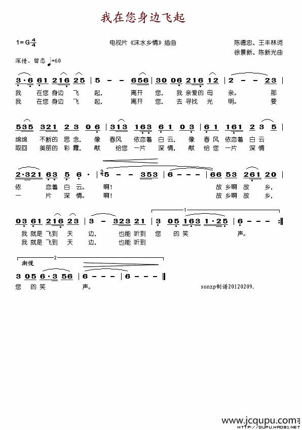 我在您身边飞起简谱