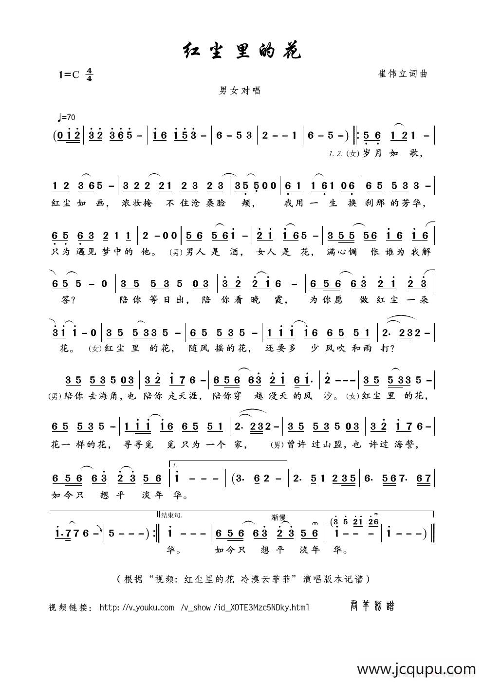 红尘里的花（崔伟立词曲）简谱