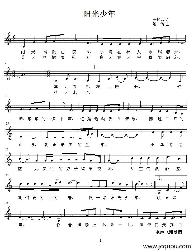 阳光少年(王化云词 景涛曲)