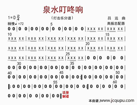 泉水叮咚响（打击乐分谱）简谱