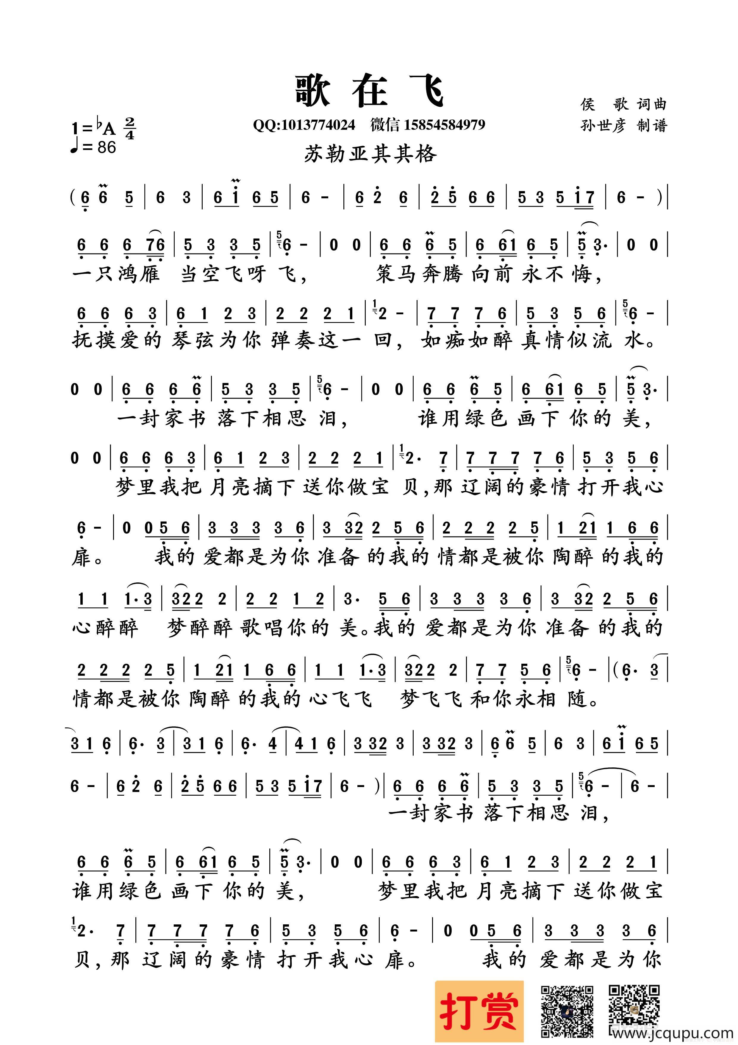 歌在飞(侯歌词曲)