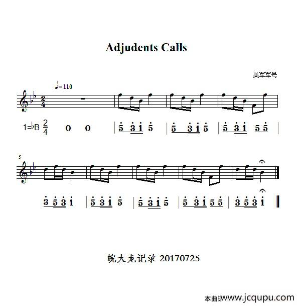 Adjudents Calls（军号）简谱
