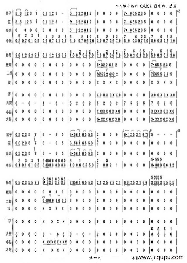 二人转开场曲《流畅》（器乐曲总谱.第四页）简谱