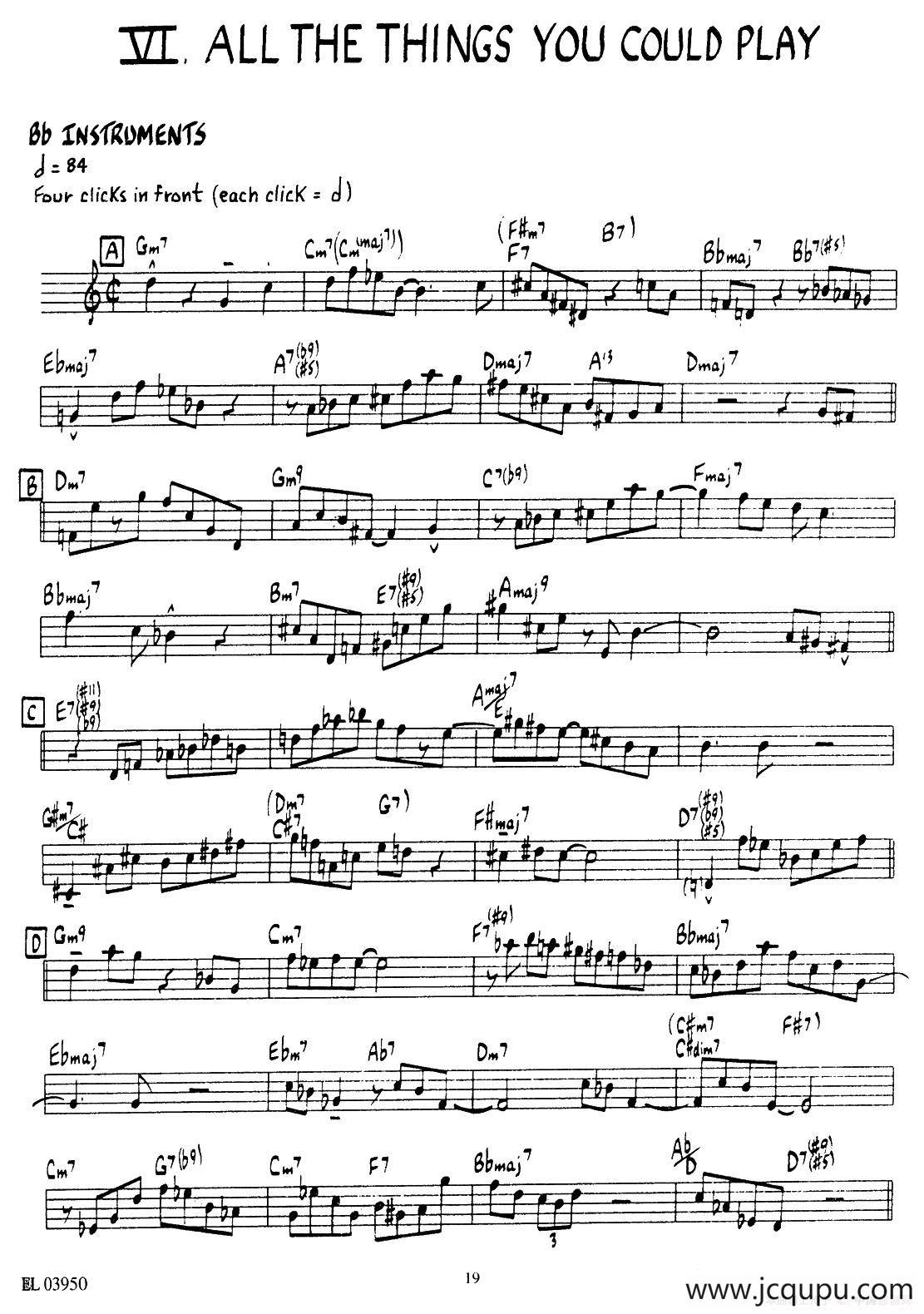 ALL THE THINGS YOU COULD PLAY简谱