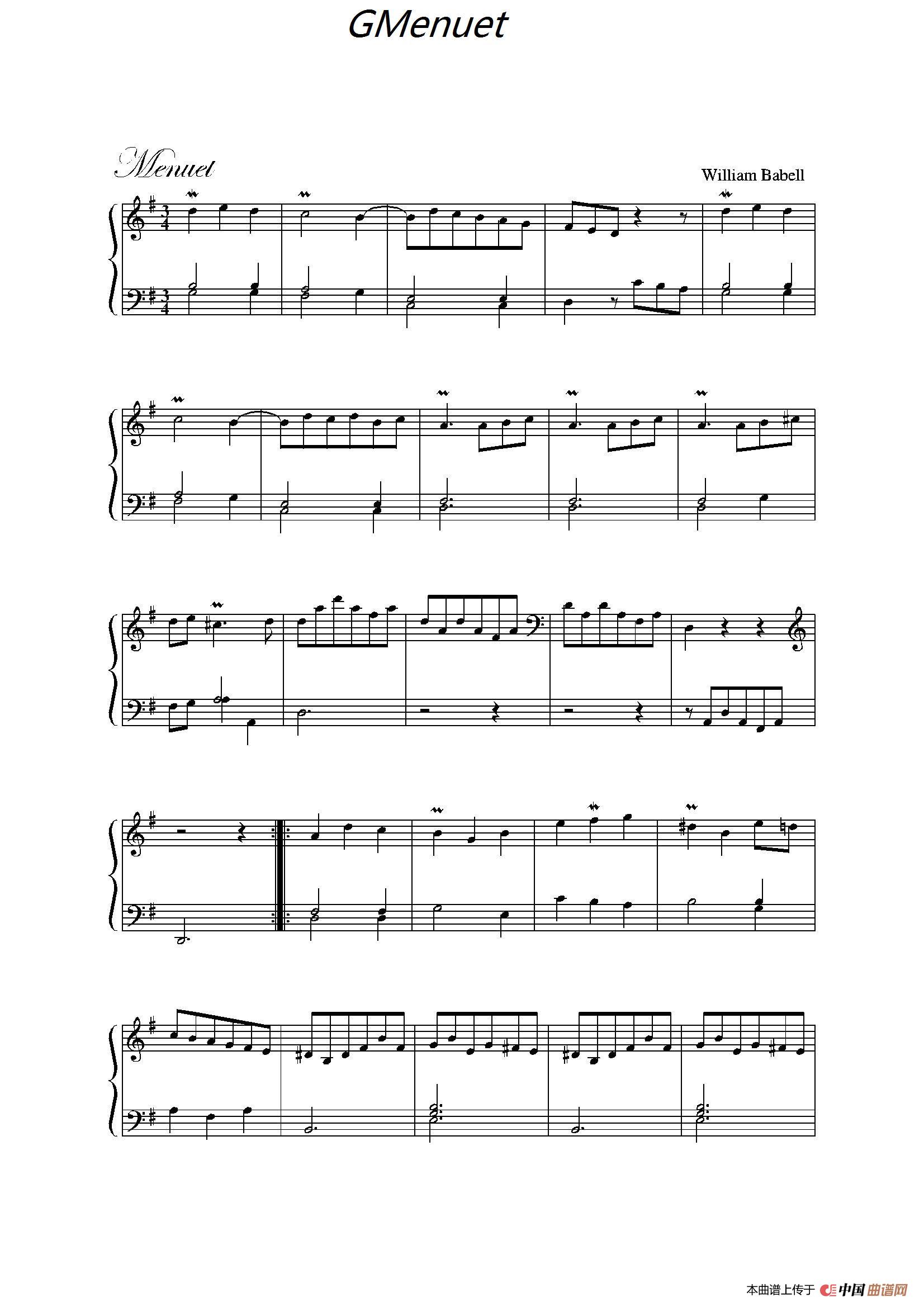 GMenuet简谱