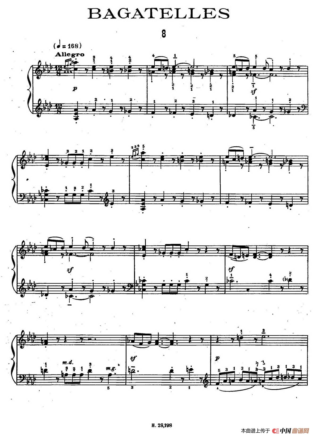 Ten Bagatelles Op.5（10首小品·8. 降A大调）简谱