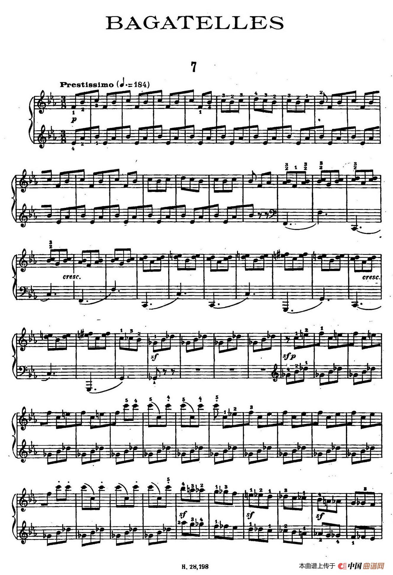 Ten Bagatelles Op.5（10首小品·7. 降E大调）简谱