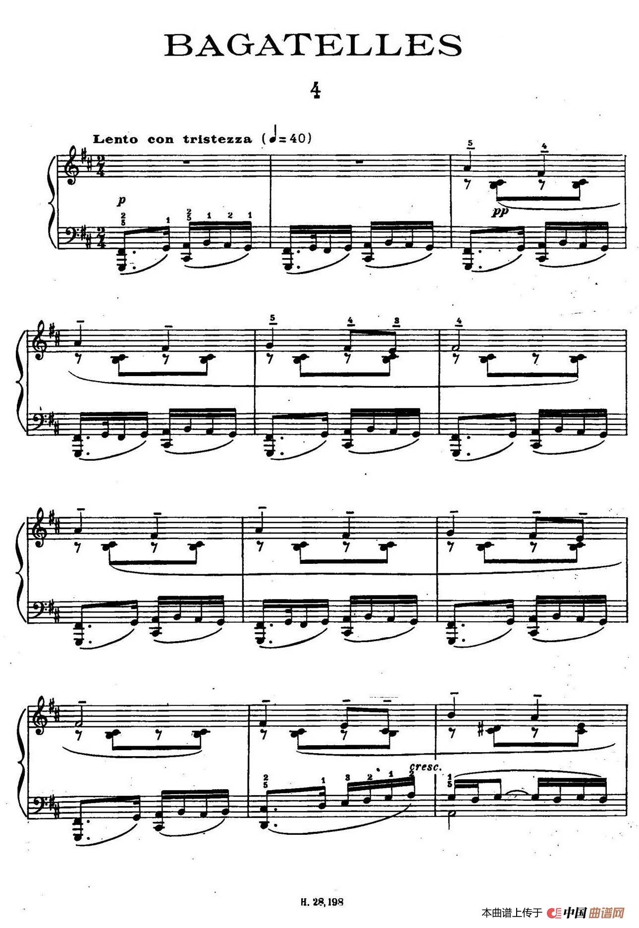 Ten Bagatelles Op.5（10首小品·4. b小调）简谱