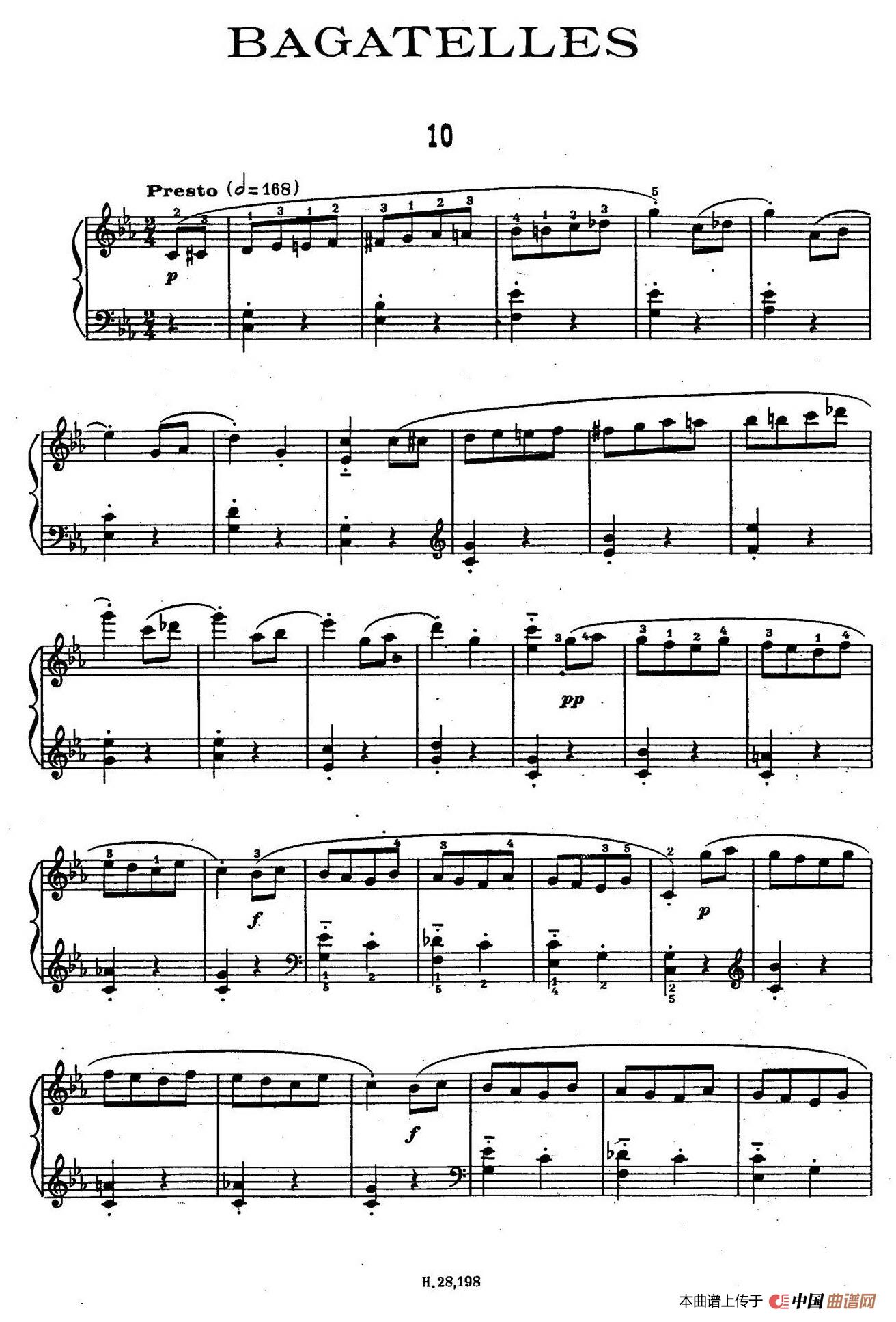 Ten Bagatelles Op.5（10首小品·10. c小调）简谱