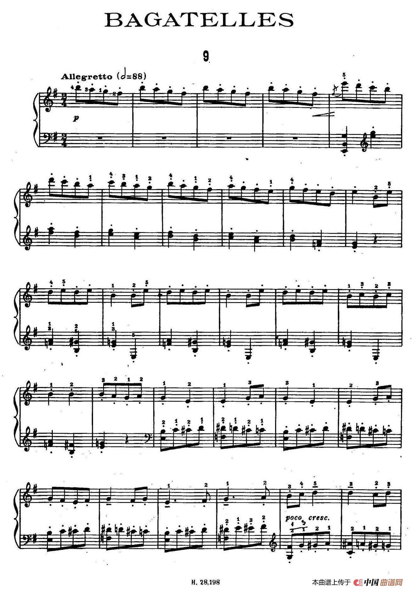 Ten Bagatelles Op.5（10首小品·9. e小调）简谱