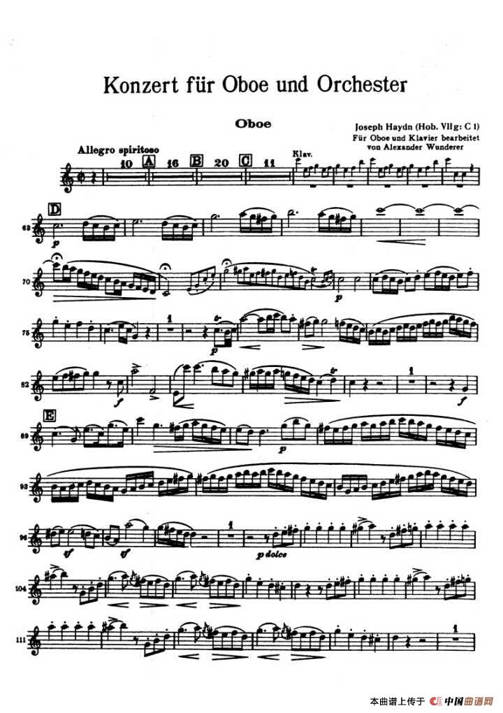 C大调协奏曲（第一乐章）简谱