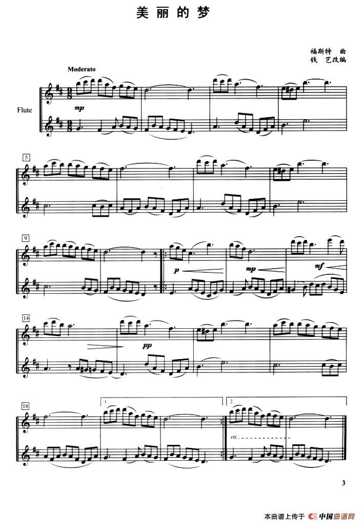 美丽的梦（二重奏）简谱
