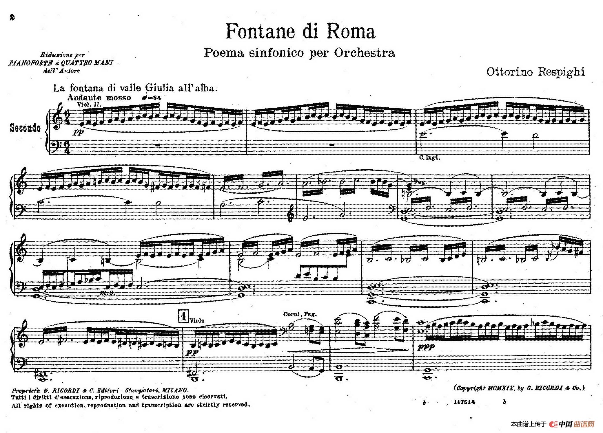 Fontane di Roma （交响诗《罗马的喷泉》）简谱