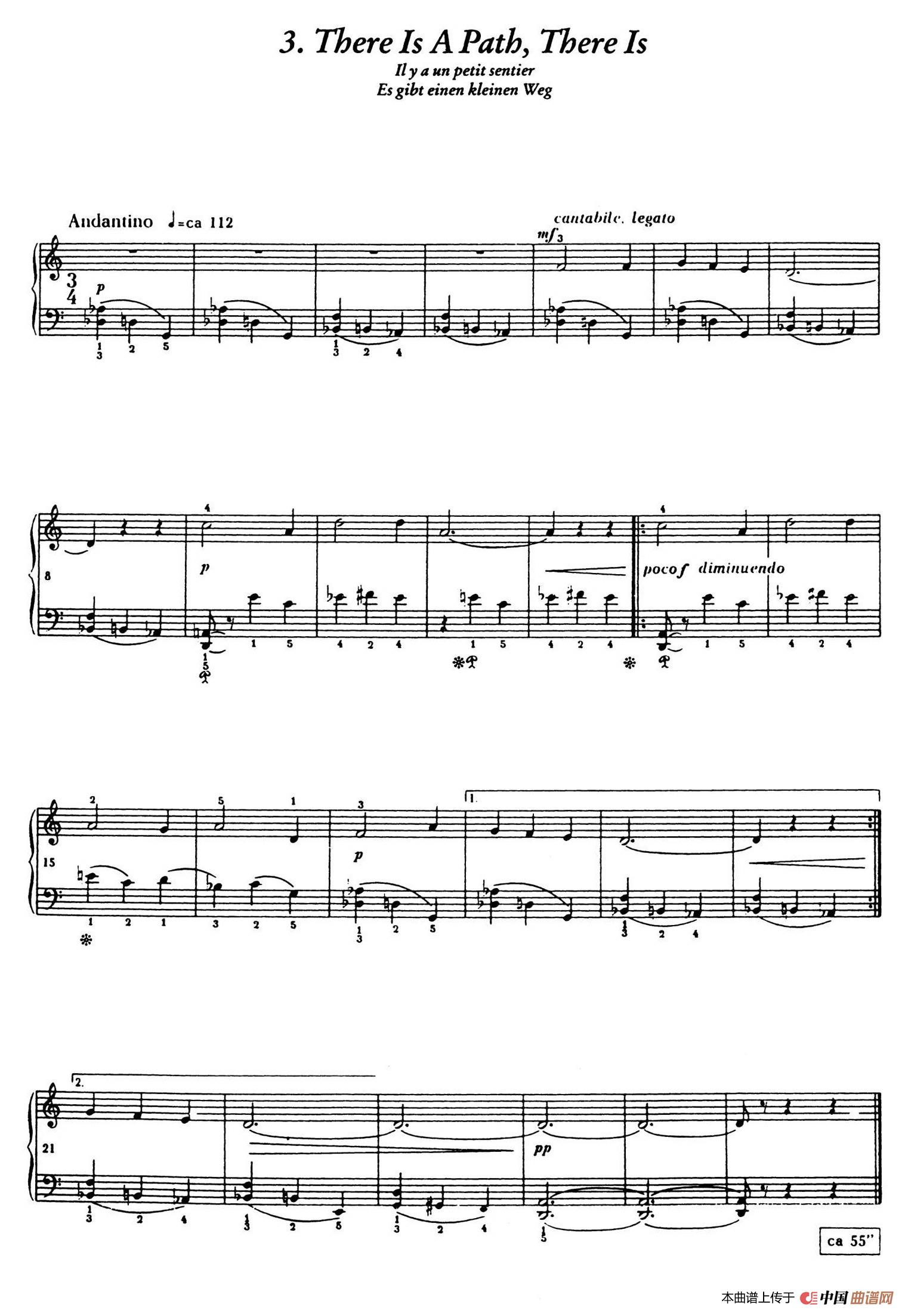 12 Folk Melodies（十二首民间曲调·3）简谱