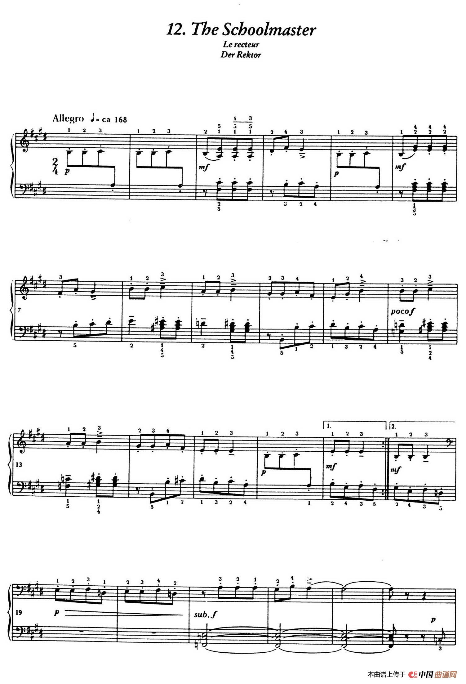 12 Folk Melodies（十二首民间曲调·12）简谱