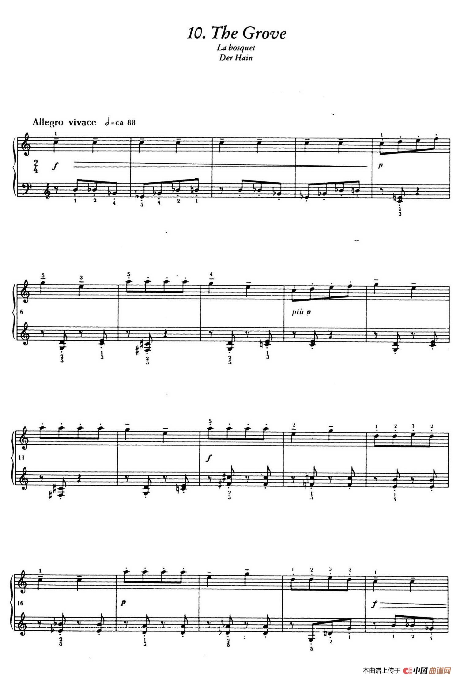 12 Folk Melodies（十二首民间曲调·10）简谱