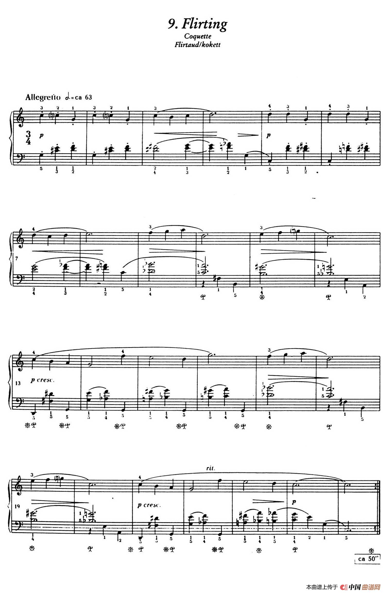 12 Folk Melodies（十二首民间曲调·9）简谱