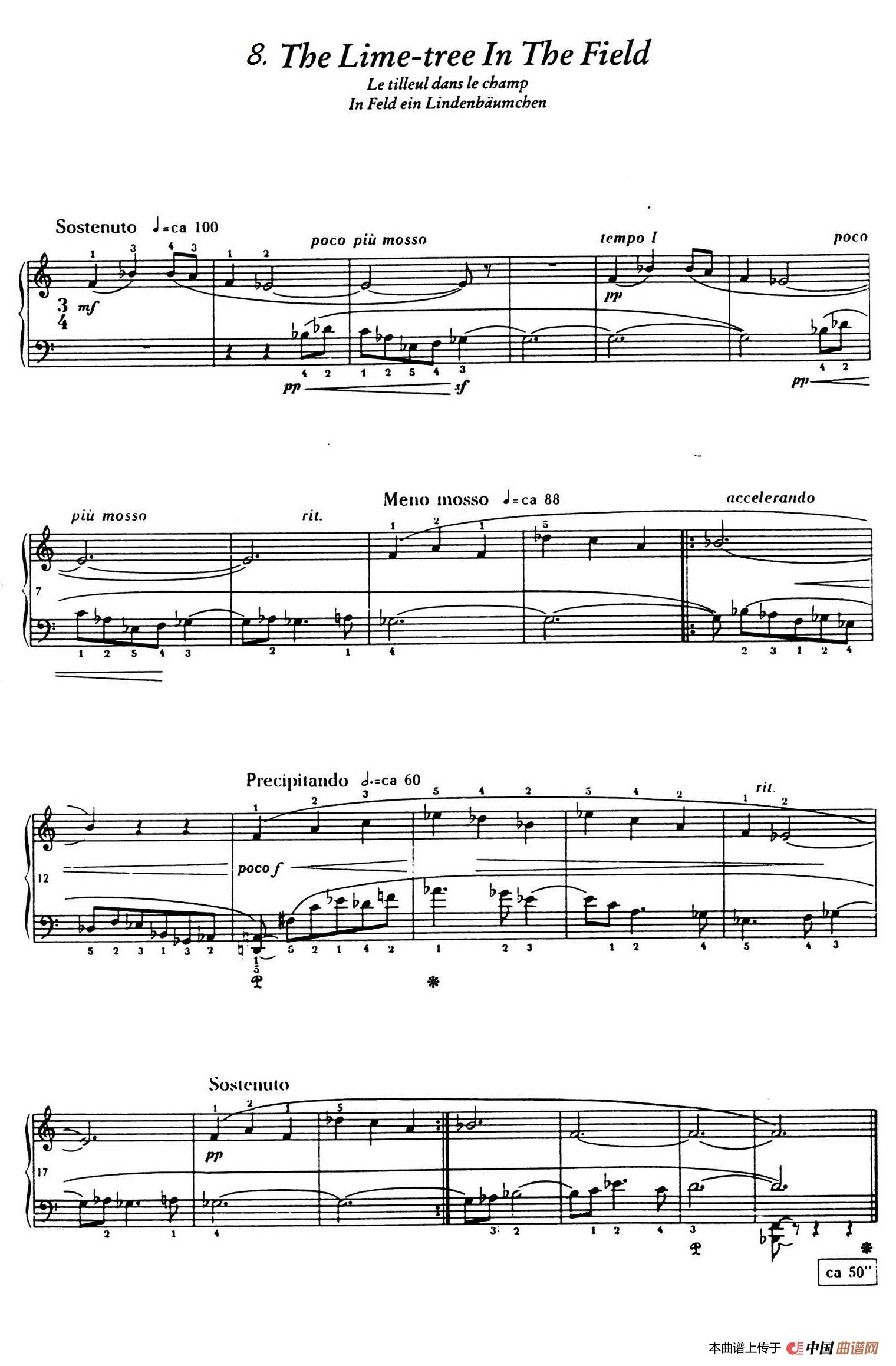 12 Folk Melodies（十二首民间曲调·8）简谱