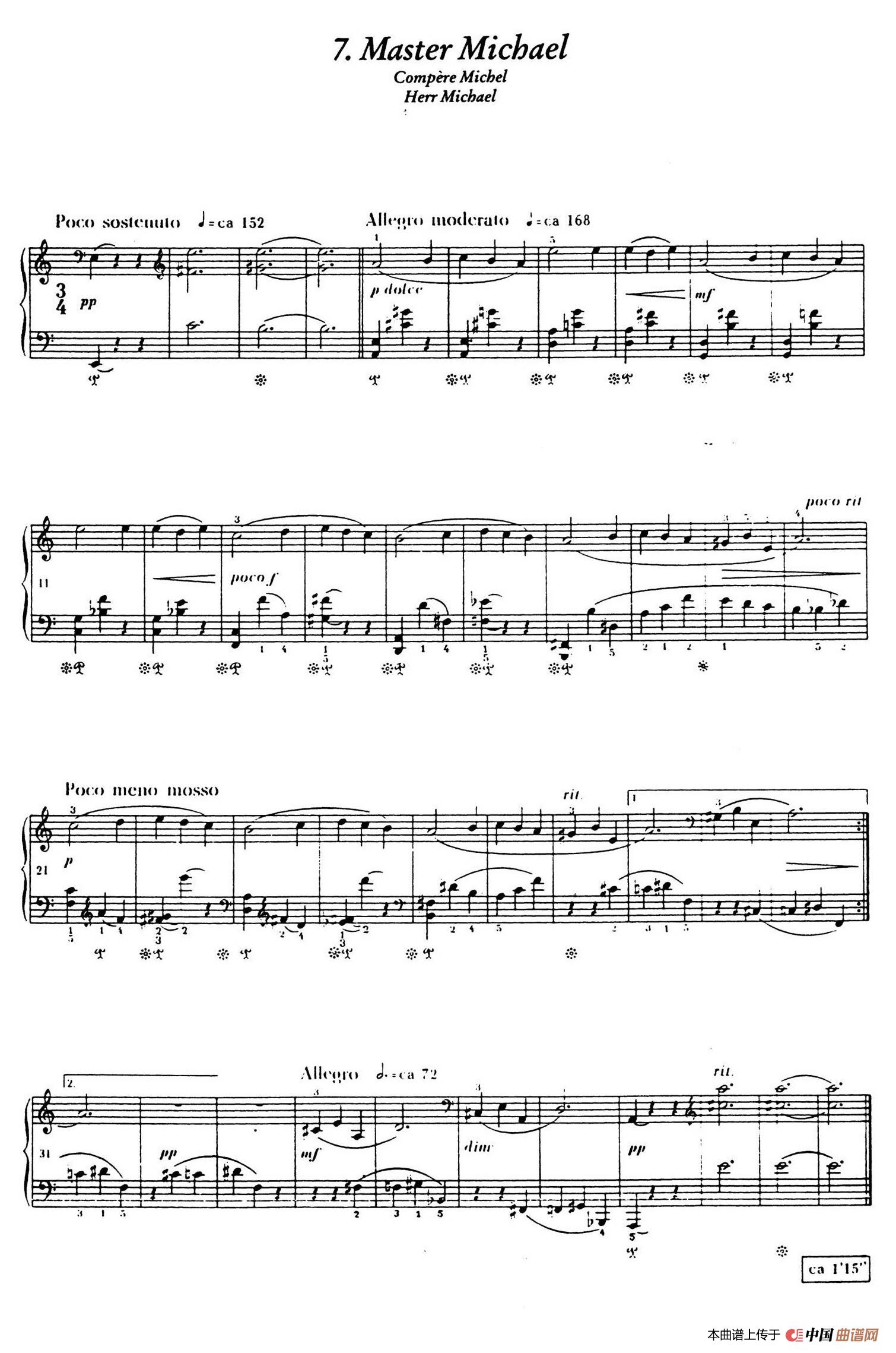 12 Folk Melodies（十二首民间曲调·7）简谱