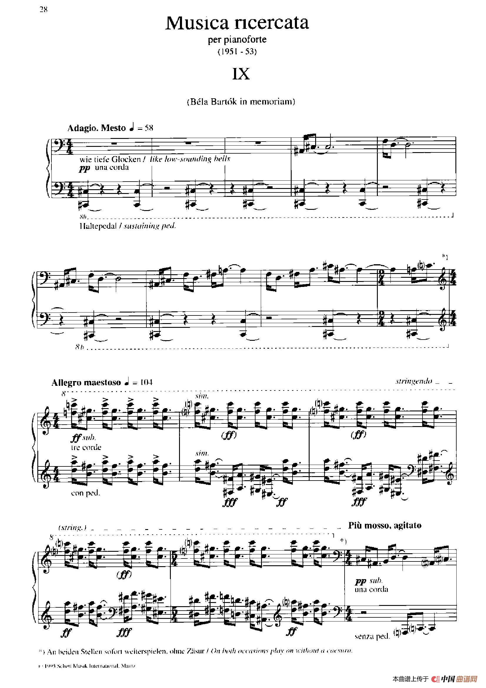 Musica Ricercata（音乐习作·9）简谱