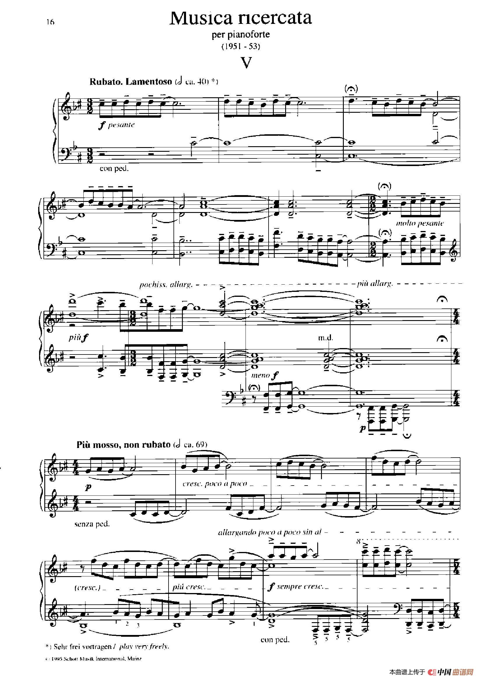 Musica Ricercata（音乐习作·5）简谱