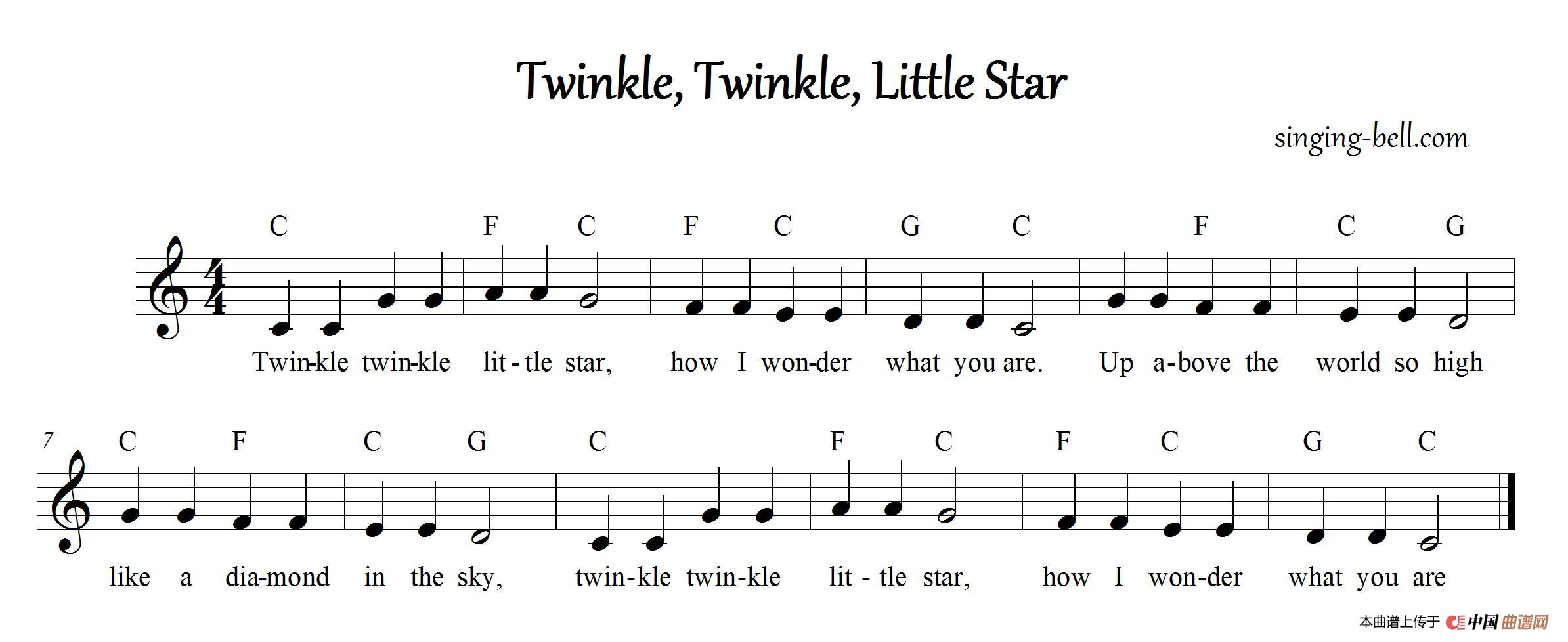 twinkle twinkle little star简谱