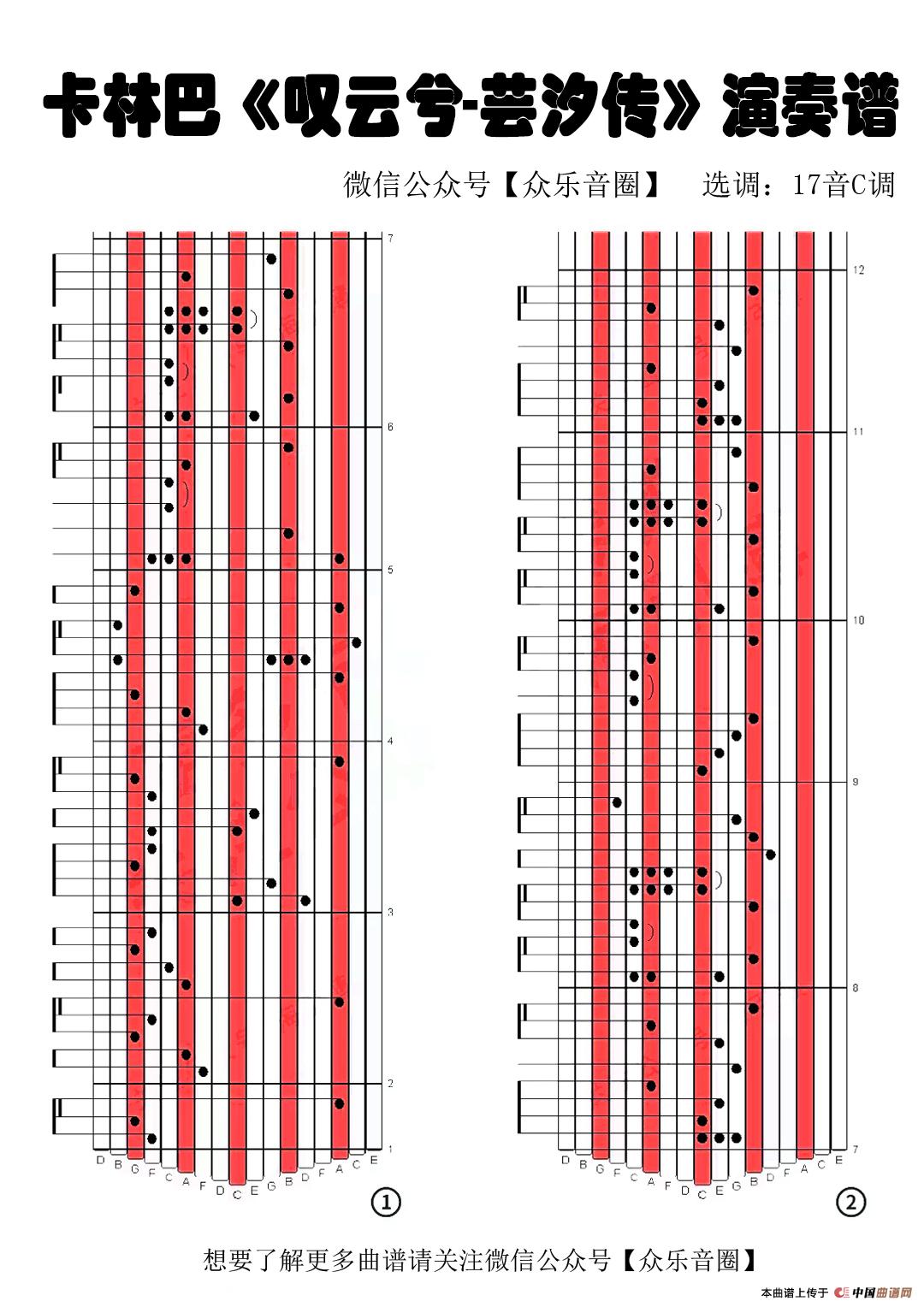 叹云兮（拇指琴卡林巴琴专用谱）简谱