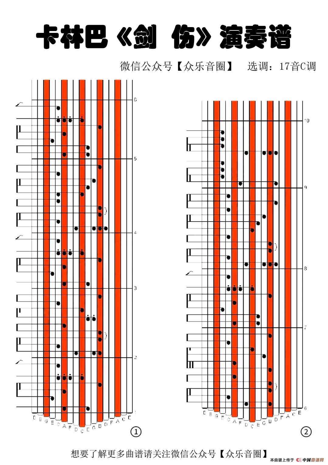 剑伤（拇指琴卡林巴琴专用谱）简谱