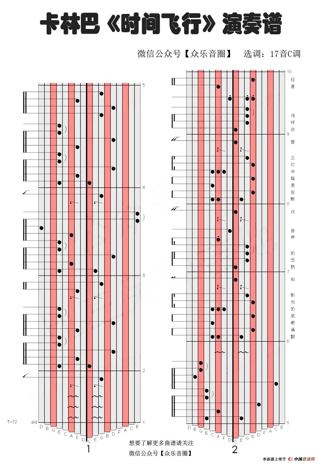 时间飞行（拇指琴卡林巴琴专用谱）简谱