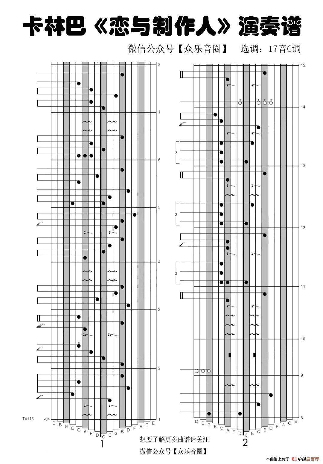 恋与制作人（拇指琴卡林巴琴专用谱）简谱