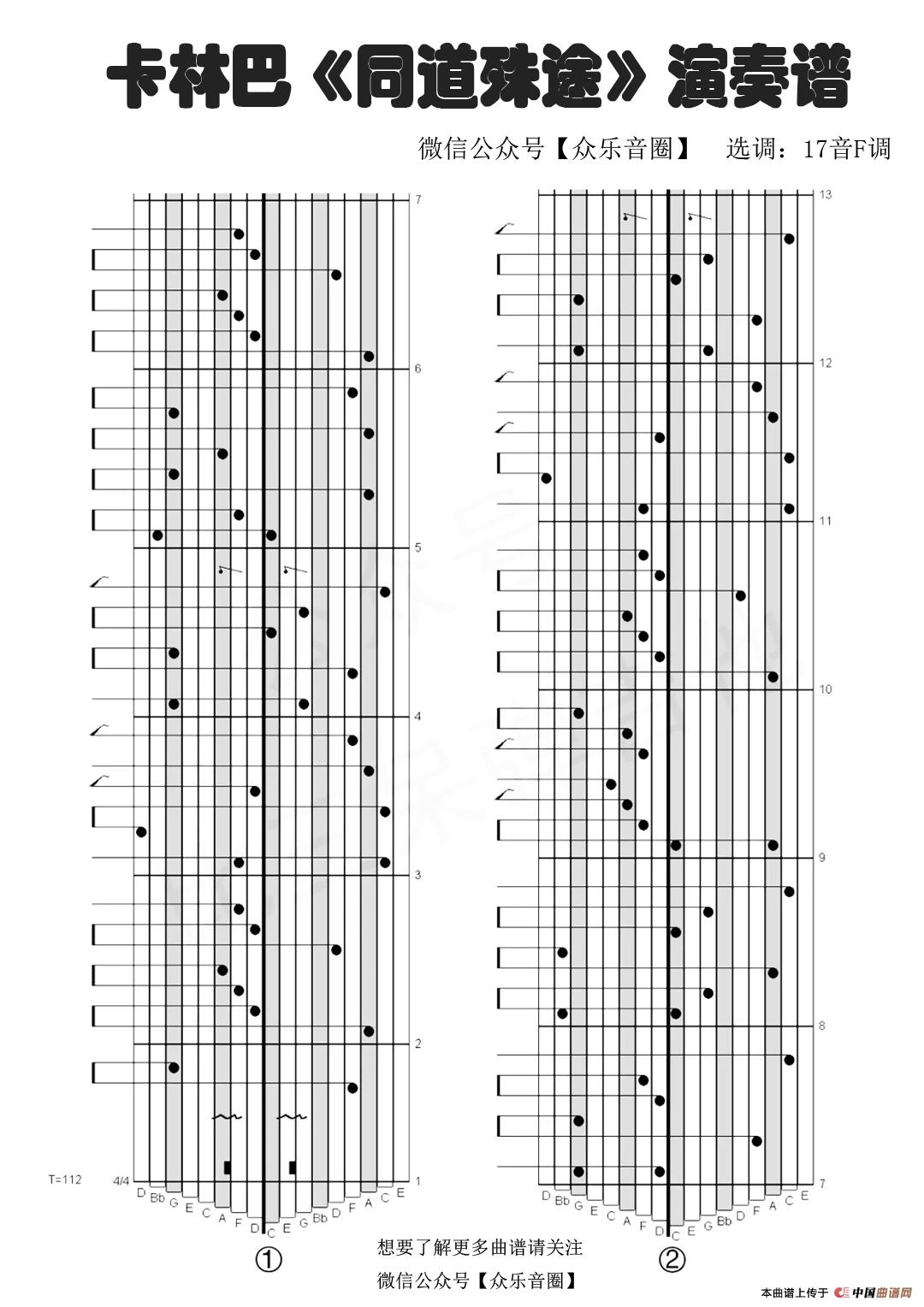 同道殊途（拇指琴卡林巴琴专用谱）简谱