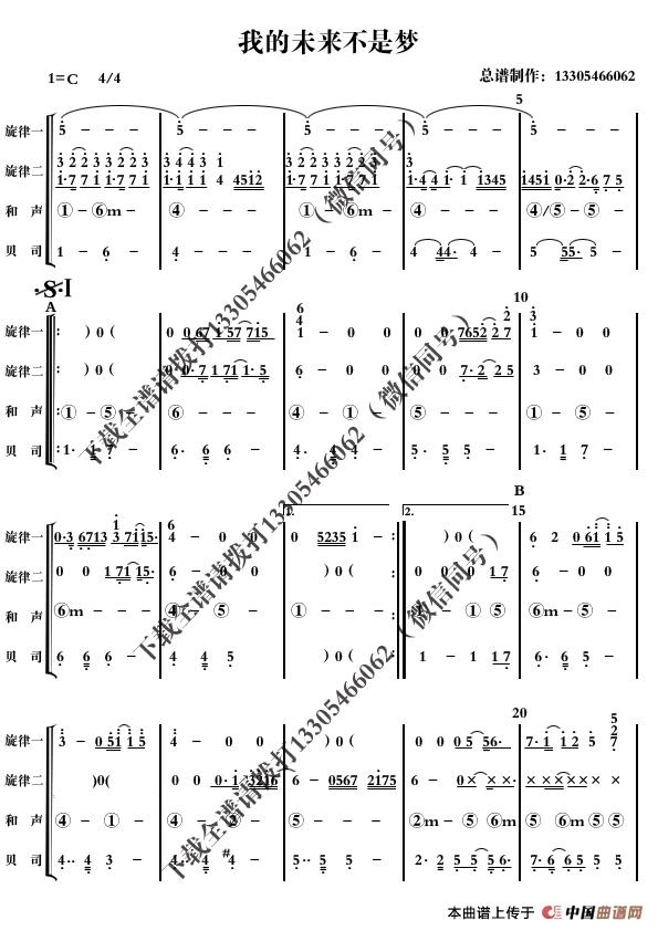 我的未来不是梦（乐队总谱）简谱