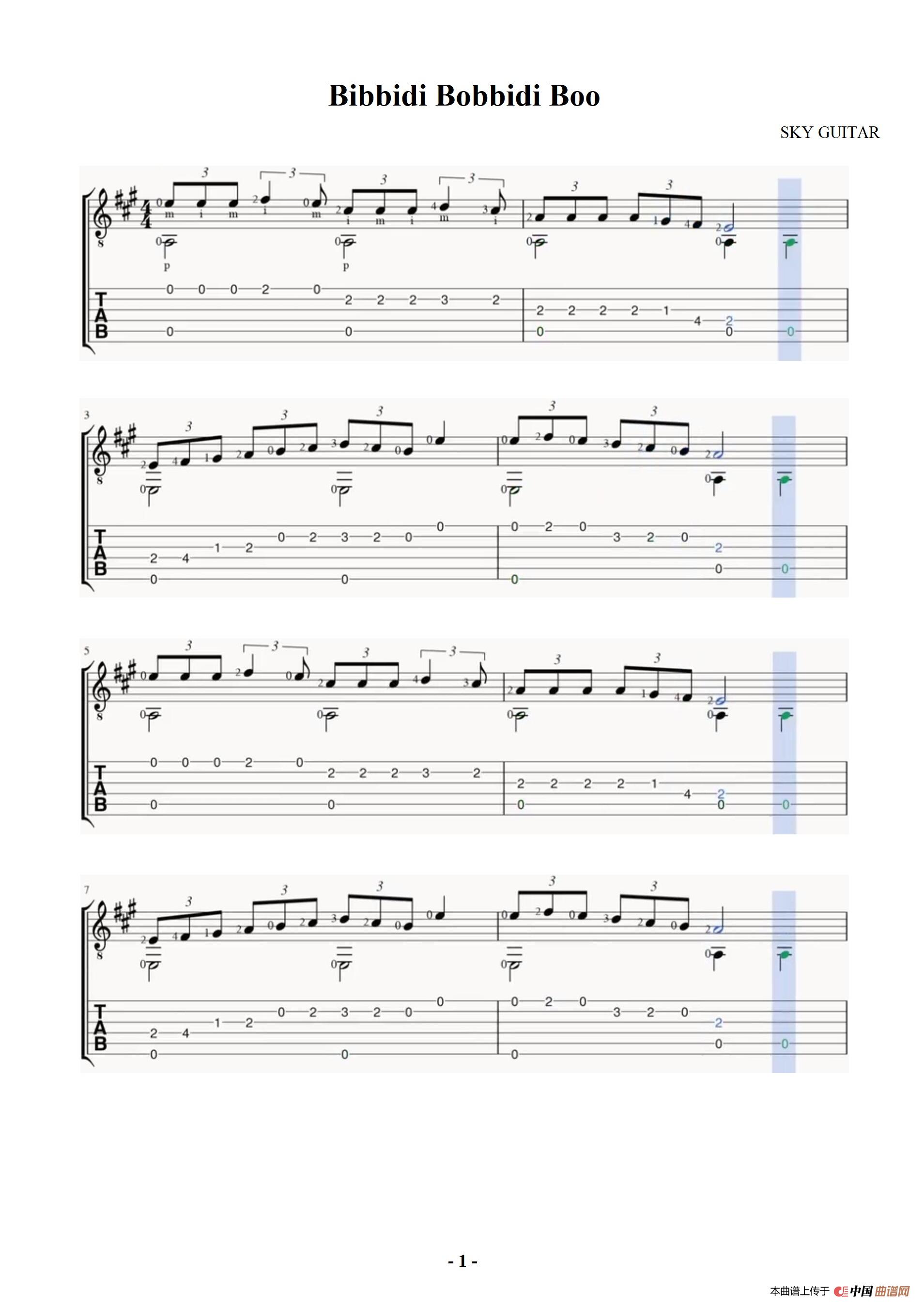 Bibbidi Bobbidi Boo简谱