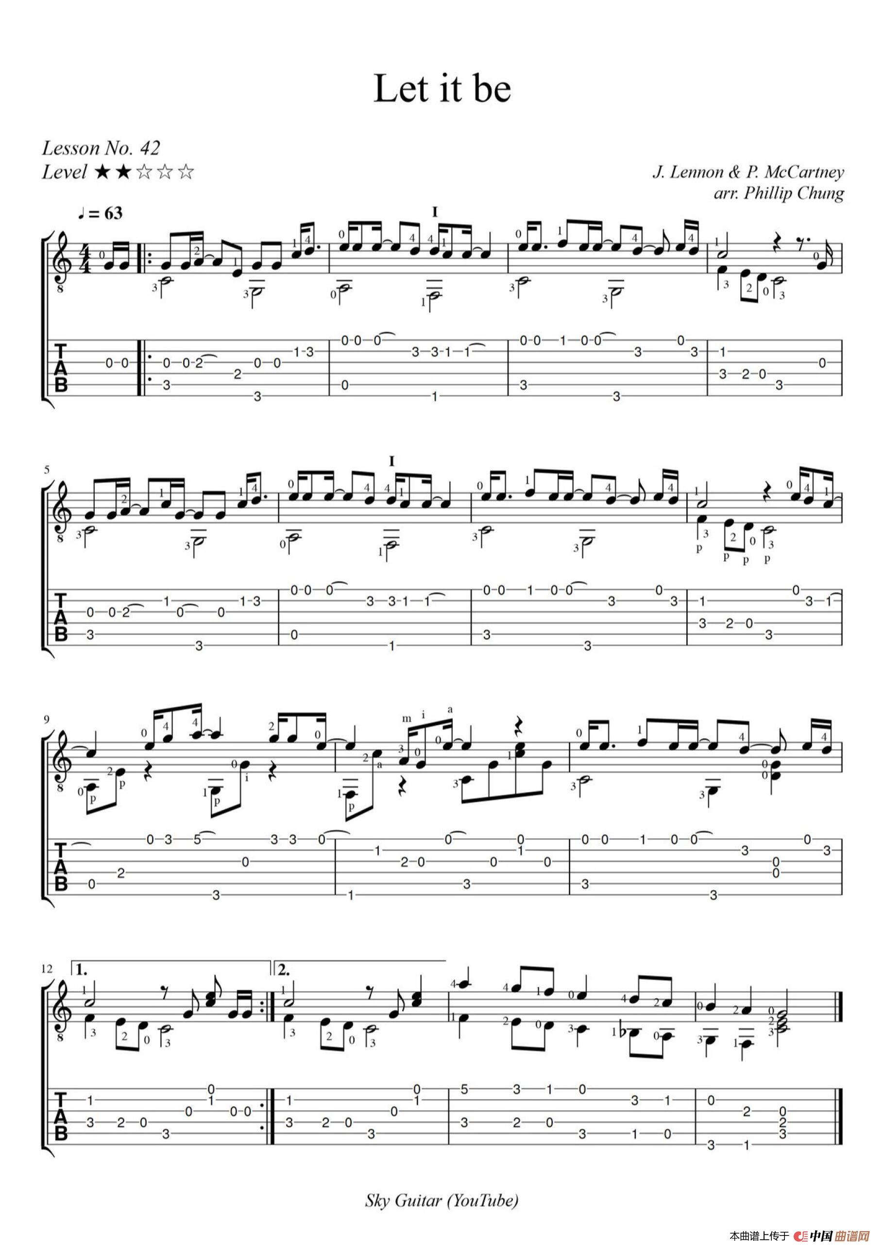 随他去（Let It Be）简谱