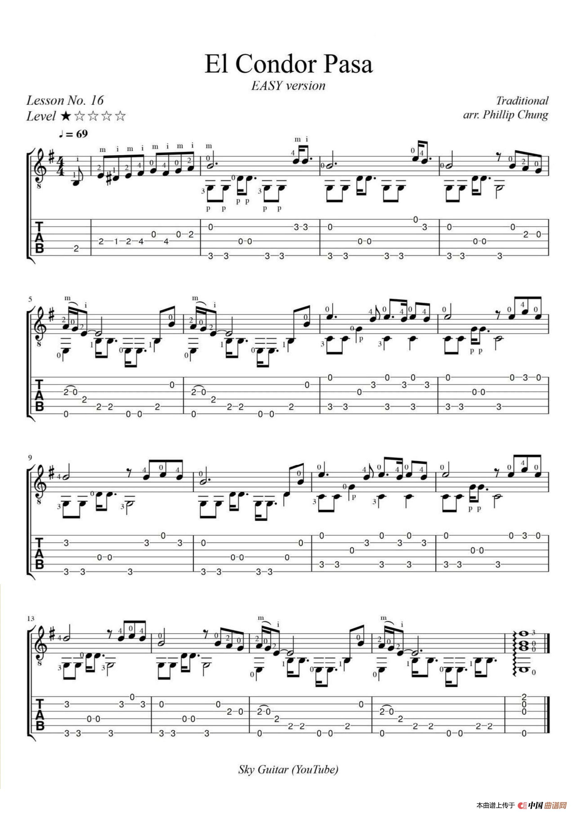 飞逝的雄鹰（El Condor Pasa_easy）简谱