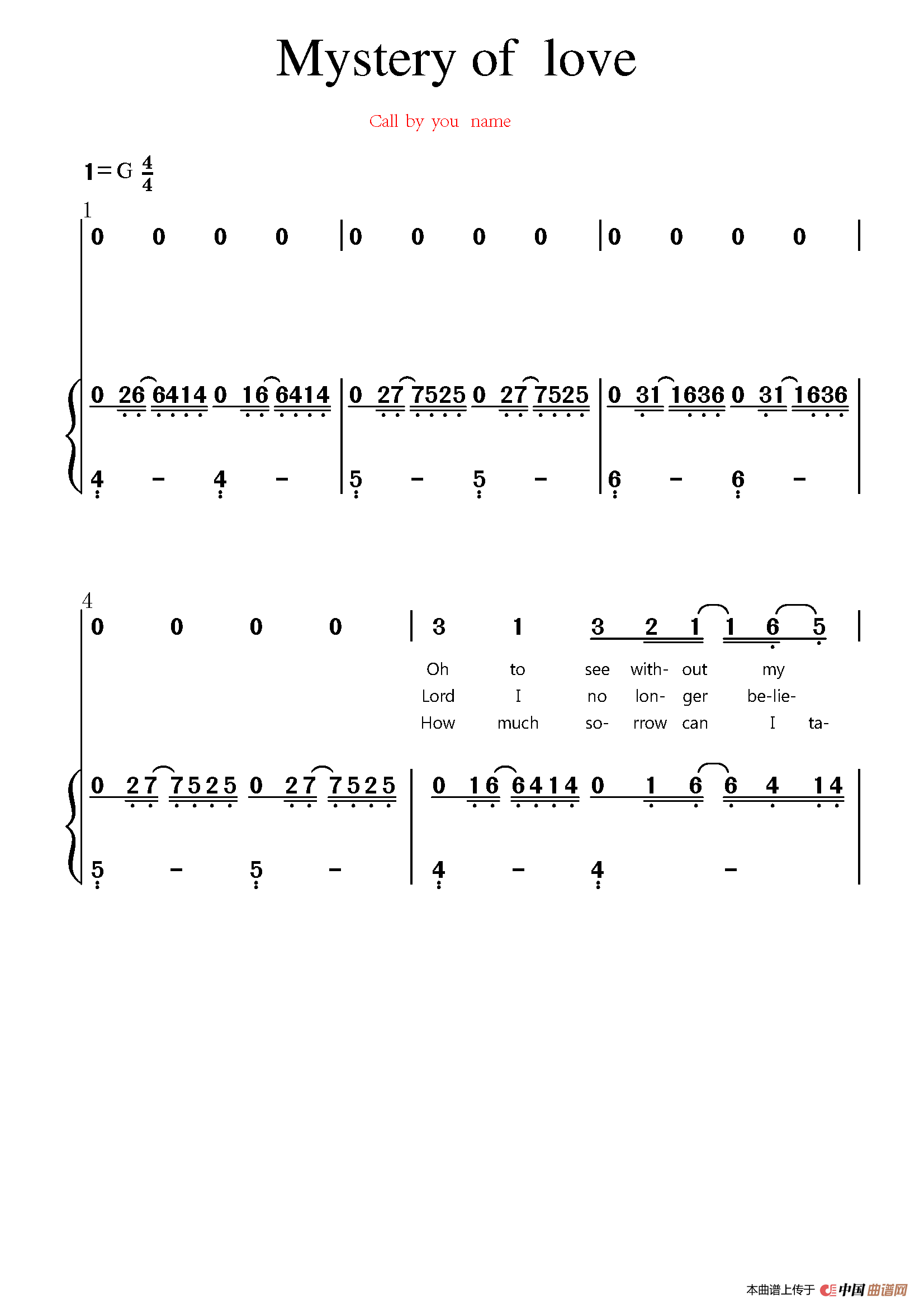 Mystery of Love（Call Me By Your Name插曲）简谱