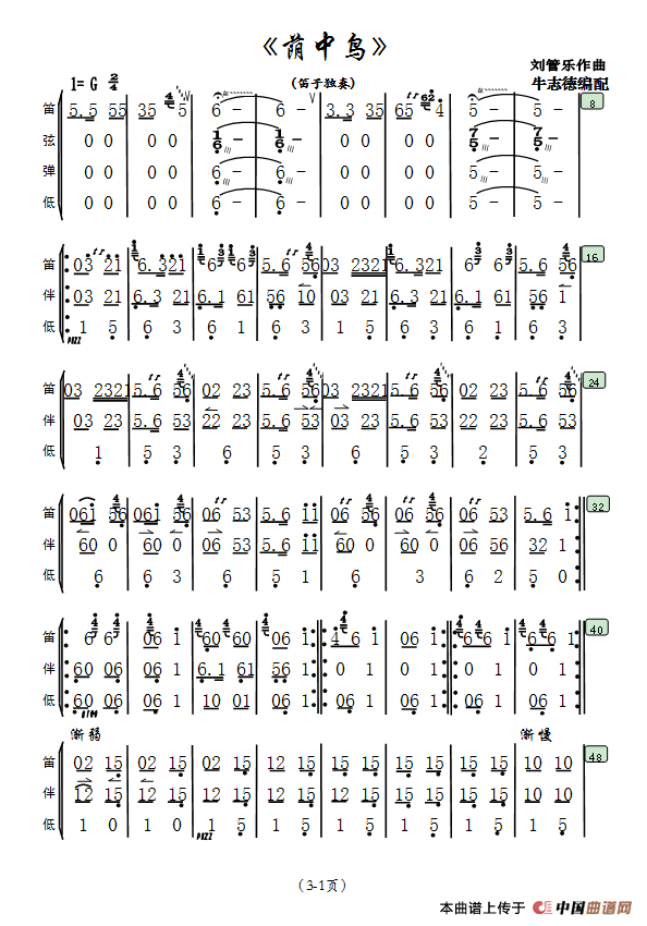 《荫中鸟》（民乐团专用）简谱