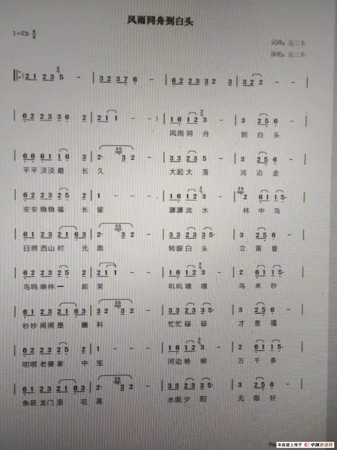 风雨同舟到白头简谱