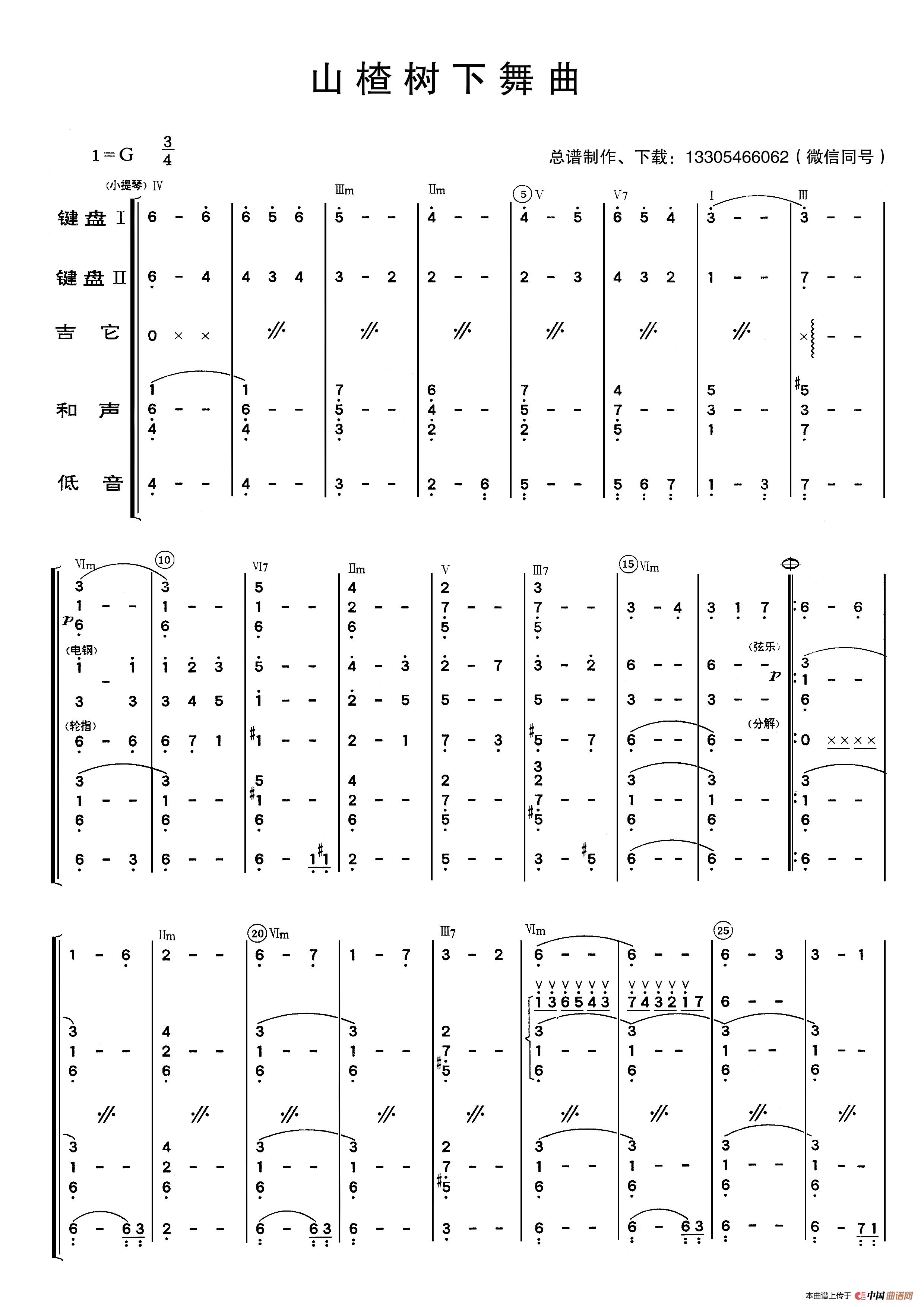 山楂树下舞曲（乐队总谱）简谱