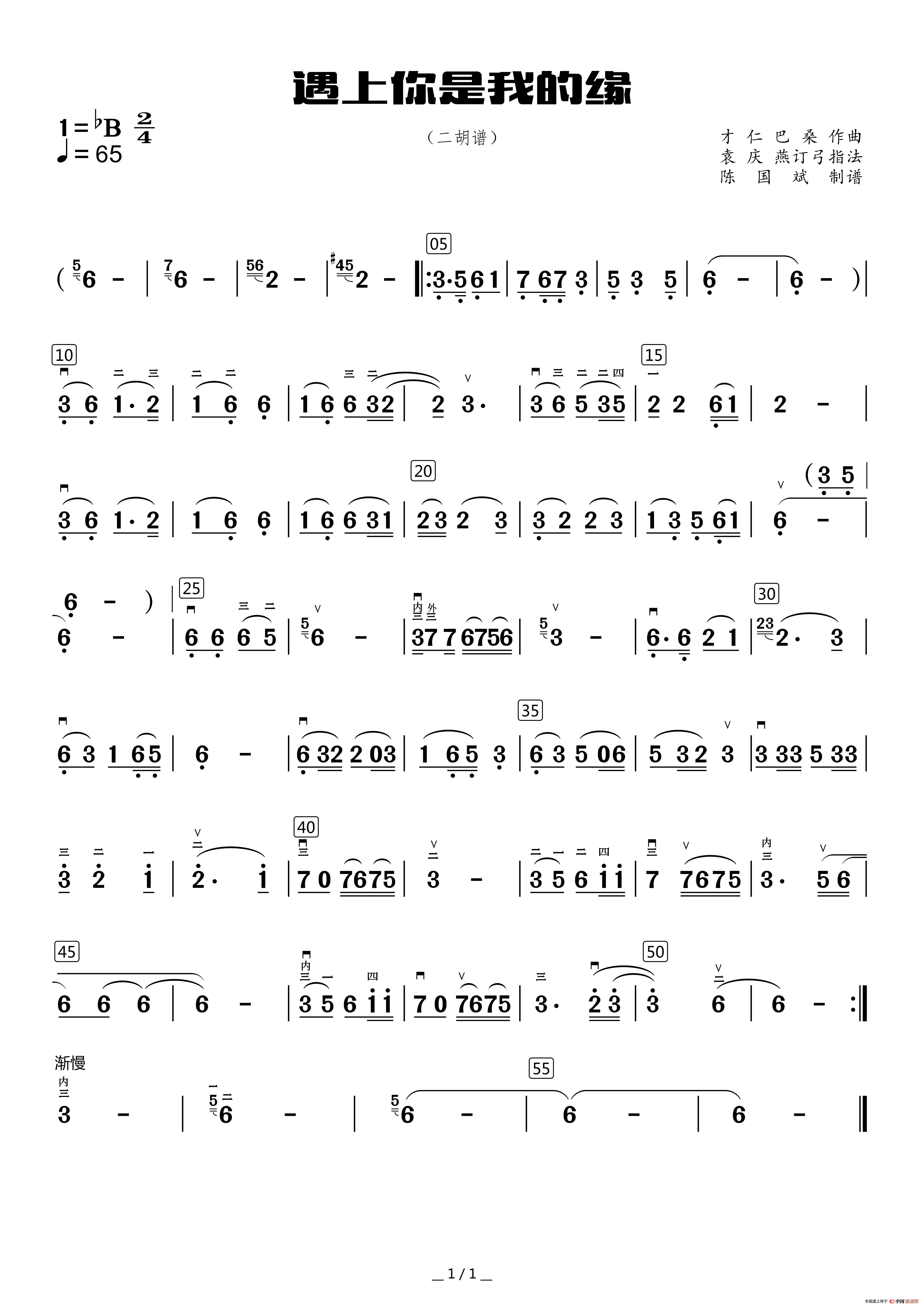 遇上你是我的缘(二胡谱)