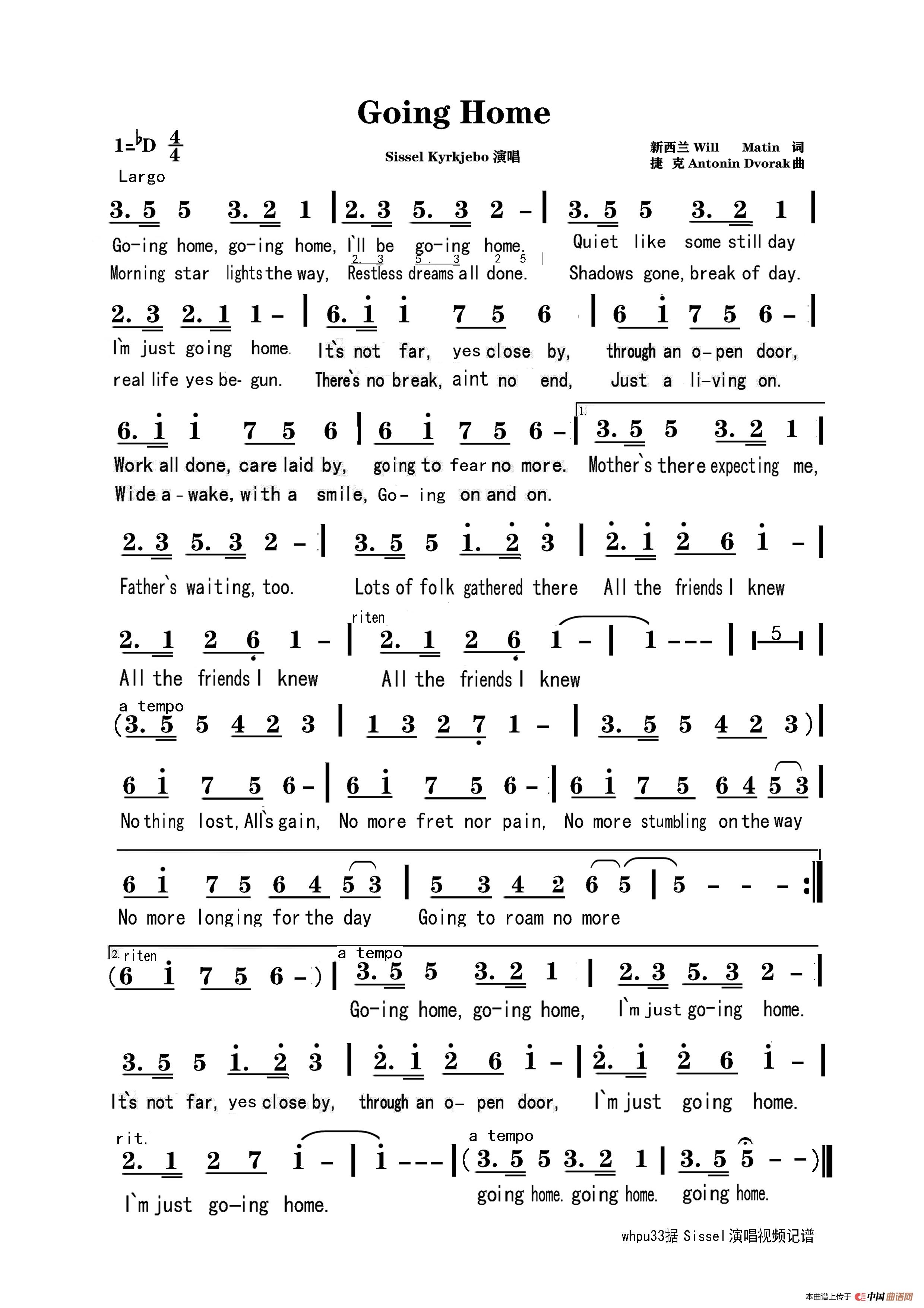 Going Home（修正版）简谱