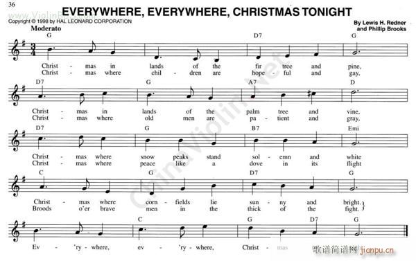 51 EVERYWHERE EVERYWHERE CHRISTMAS TONIGHT简谱