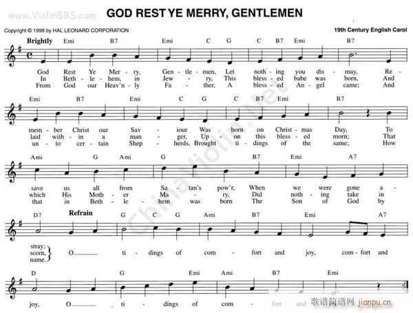 63 GOD REST YE MERRY GENTLEMEN简谱