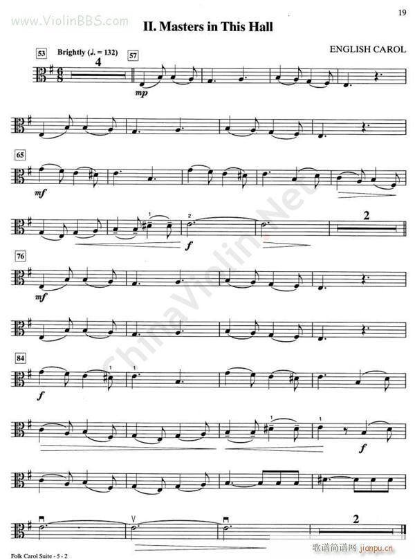 II Mas in this hall 中提琴简谱