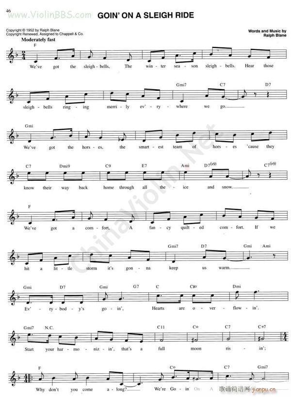 66 GOIN`ON A SLEIGH RIDE简谱